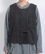 ヘリンボンウールシャギー　2wayベスト